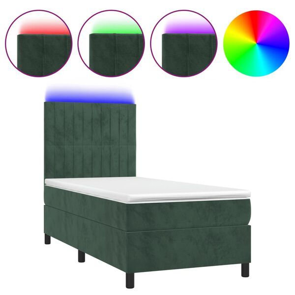 vidaXL &Kappa;&rho;&epsilon;&beta;ά&tau;&iota; Boxspring &mu;&epsilon; &Sigma;&tau;&rho;ώ&mu;&alpha; & LED &Sigma;&kappa;. &Pi;&rho;ά&sigma;&iota;&nu;&omicron; 90x200 &epsilon;&kappa; &Beta;&epsilon;&lambda;&omicron;ύ&delta;&omicron;