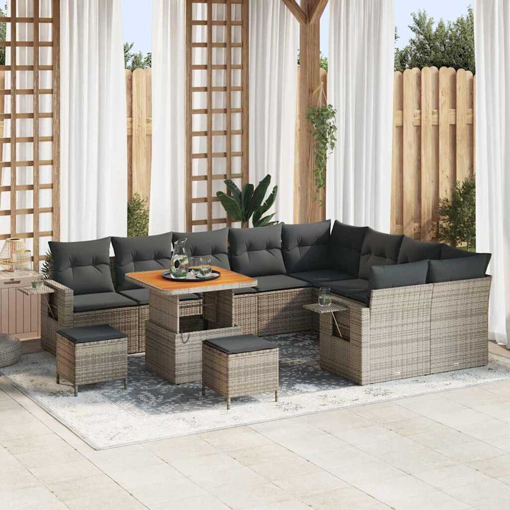 vidaXL Σετ Καναπέ Κήπου 12 pcs Γκρι συνθετικό ρατάν