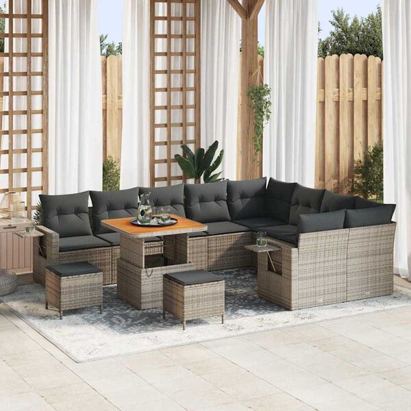 vidaXL Σετ Καναπέ Κήπου 12 pcs Γκρι συνθετικό ρατάν