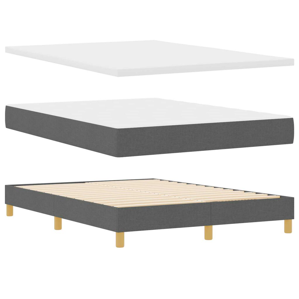 vidaXL Κρεβάτι Box Spring με Ματράκι & LED Σκούρο Γκρι 140x200 εκ Ύφασμα