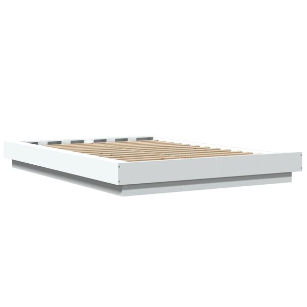 vidaXL Πλαίσιο Κρεβατιού με LED Λευκό 120x190 εκ Επεξεργ. Ξύλο
