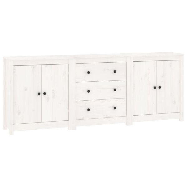 vidaXL Ντουλάπι Λευκό 210 x 35 x 80 εκ. από Μασίφ Ξύλο Πεύκου