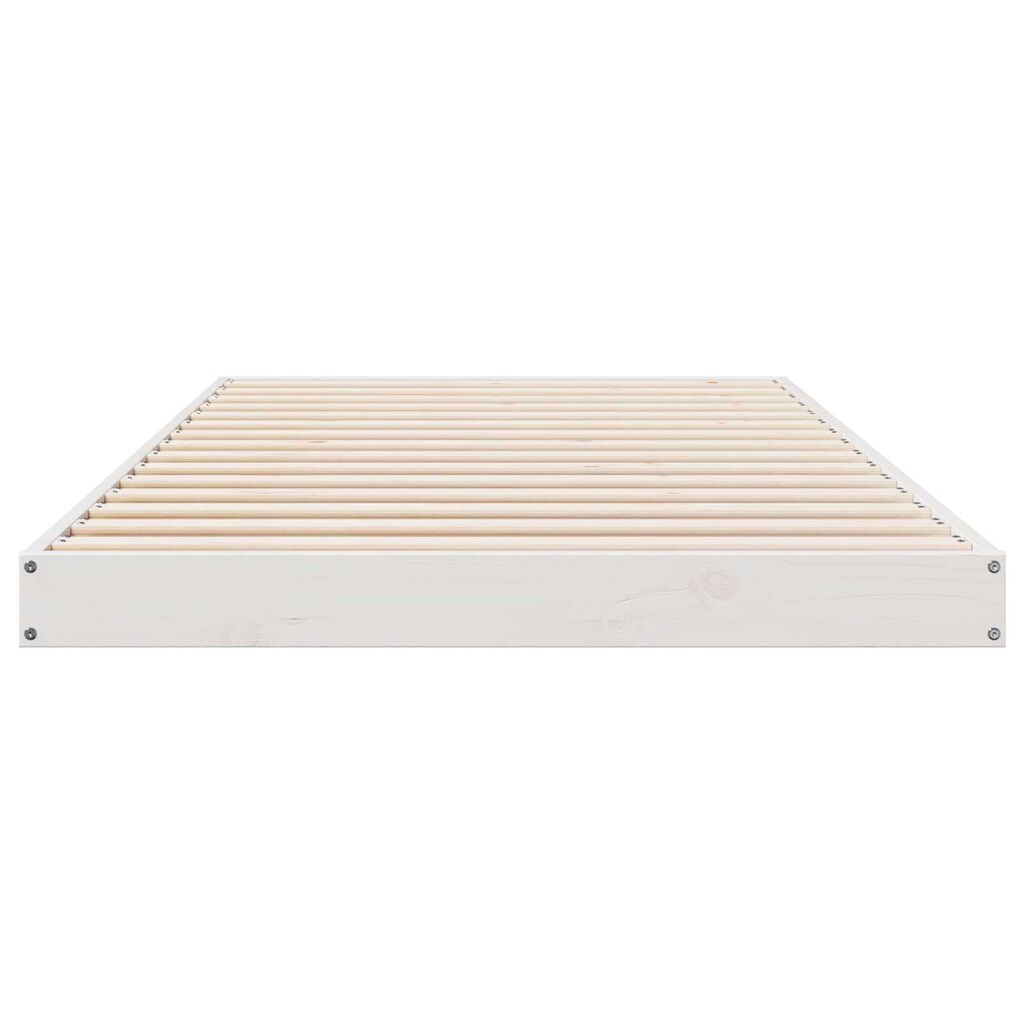 vidaXL Κρεβάτι δαπέδου Λευκό 100 x 220 cm Μασίφ ξύλο πεύκου