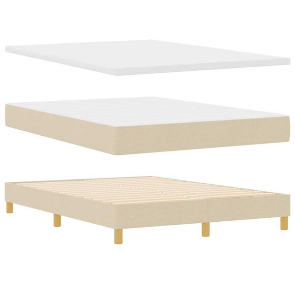 vidaXL Κρεβάτι με Ελατήρια με στρώμα Κρεμ 160 x 200 cm ύφασμα