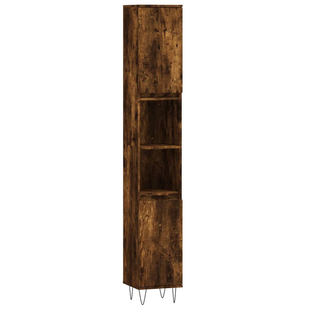 vidaXL Ντουλάπι Μπάνιου Καπνιστή Δρυς 30x30x190 εκ. Επεξεργασμένο Ξύλο