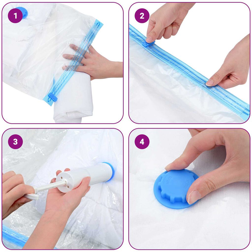 vidaXL Σακούλες αποθήκευσης κενού 5 pcs Διαφανής και μπλε 60 x 40 cm