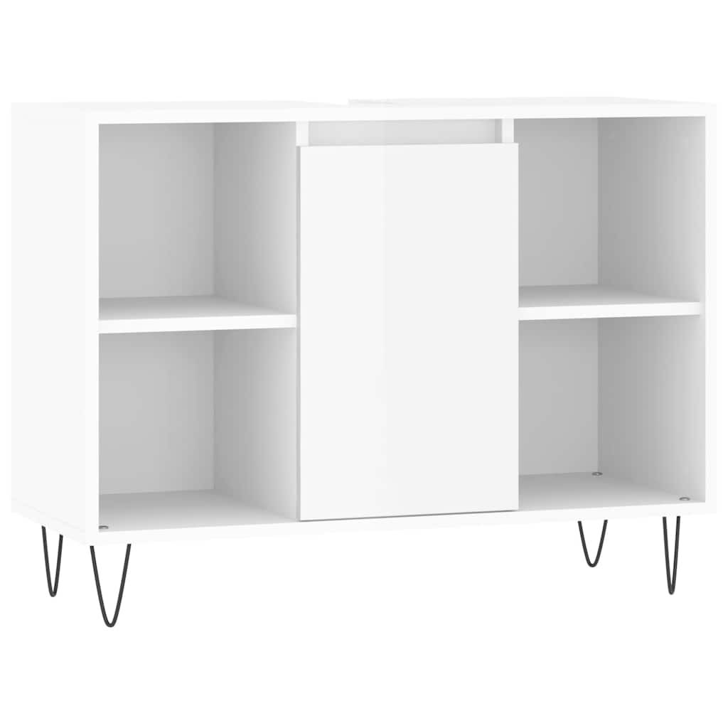 vidaXL Ντουλάπι Μπάνιου Γυαλ. Λευκό 80 x 33 x 60 εκ. από Επεξεργ. Ξύλο