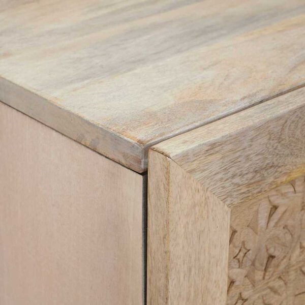 vidaXL Highboard με ράφι Λευκό 40 x 33 x 110 εκ Μασίφ ξύλο μάνγκο