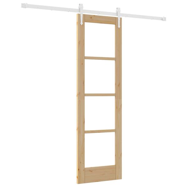 vidaXL Ολισθητή Πόρτα Καφέ 61 x 198.5 εκ. Ξύλο και μέταλλο