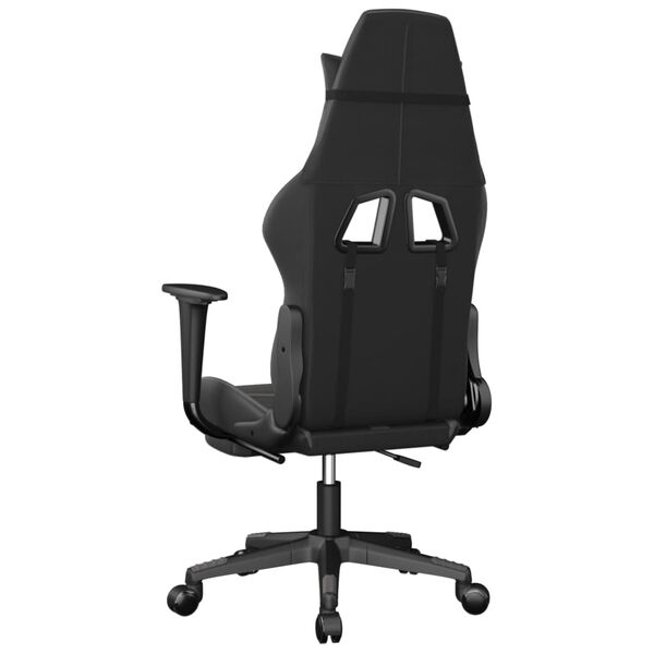 vidaXL Καρέκλα Gaming Μασάζ Υποπόδιο Μαύρο/Γκρι από Συνθετικό Δέρμα