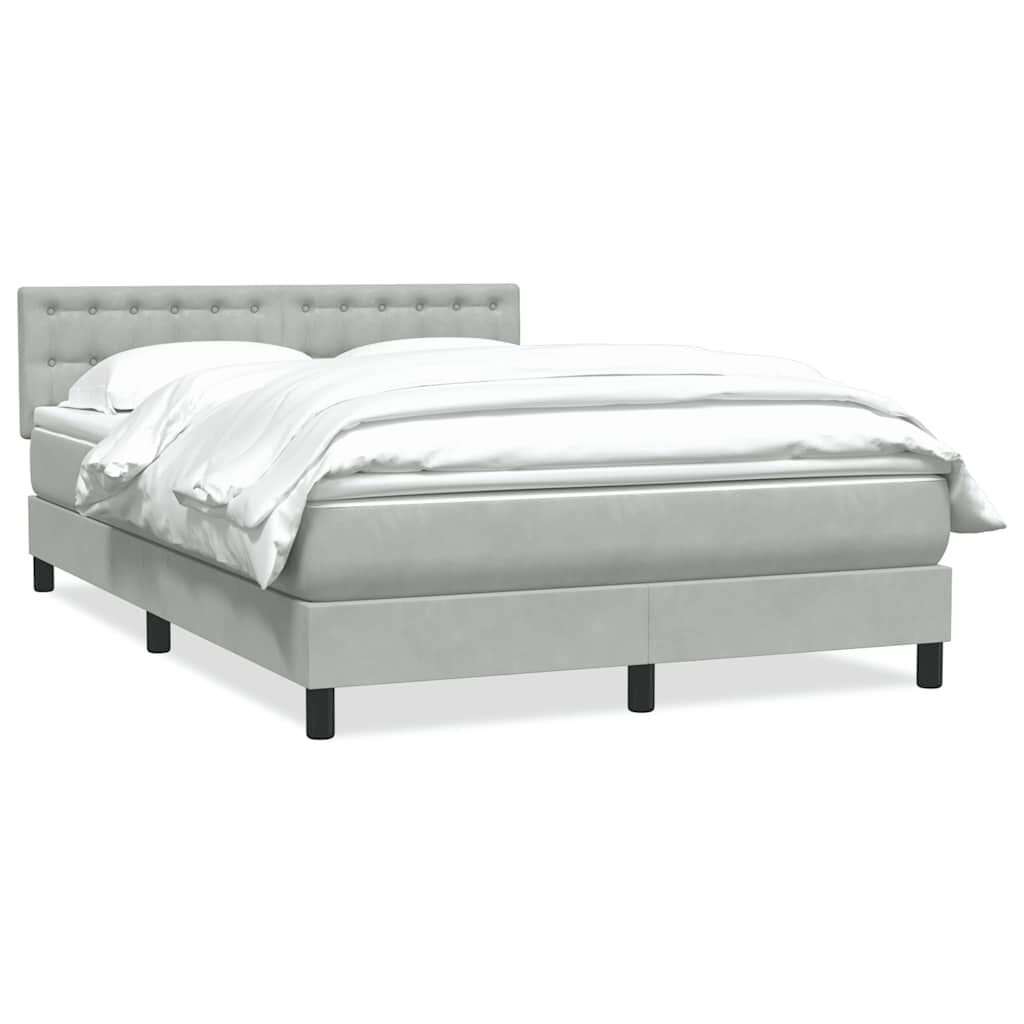 vidaXL Κρεβάτι Boxspring με Στρώμα Ανοιχτό Γκρι 140x210 εκ. Βελούδινο