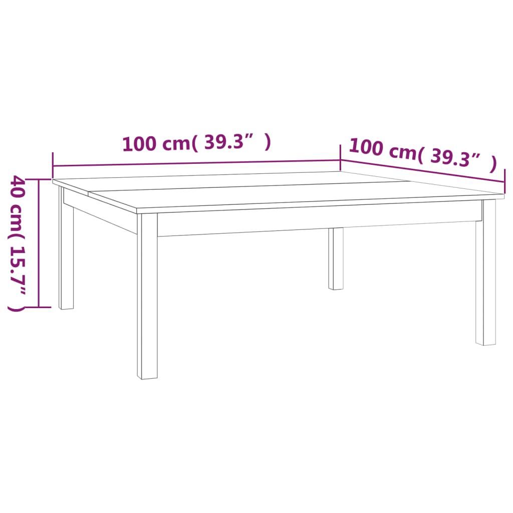 vidaXL Τραπεζάκι Σαλονιού Καφέ Μελί 100x100x40 εκ. Μασίφ Ξύλο Πεύκου