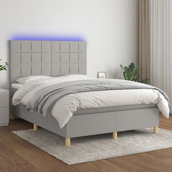 vidaXL &Kappa;&rho;&epsilon;&beta;ά&tau;&iota; Boxspring &mu;&epsilon; &Sigma;&tau;&rho;ώ&mu;&alpha; & LED &Alpha;&nu;.&Gamma;&kappa;&rho;&iota; 140x200&epsilon;&kappa;. &Upsilon;&phi;&alpha;&sigma;&mu;ά&tau;&iota;&nu;&omicron;