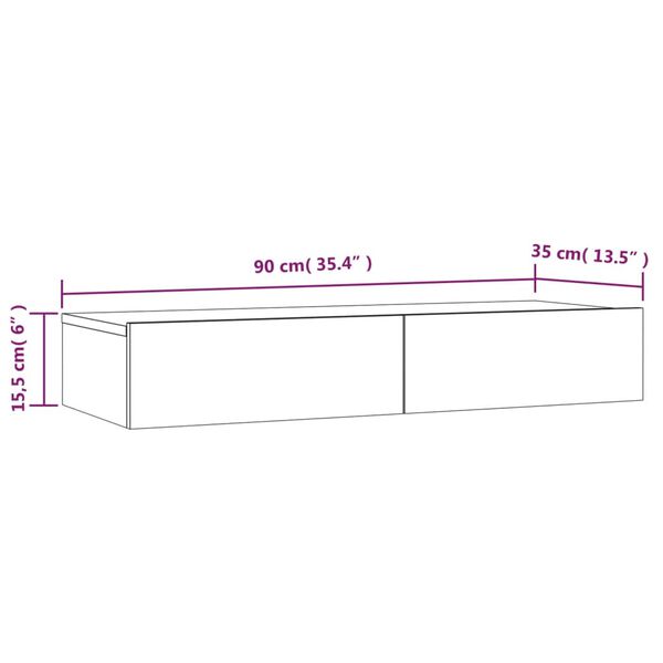 vidaXL Έπιπλο Τηλεόρασης με LED Γκρι Σκυροδέματος 90x35x15,5 εκ.