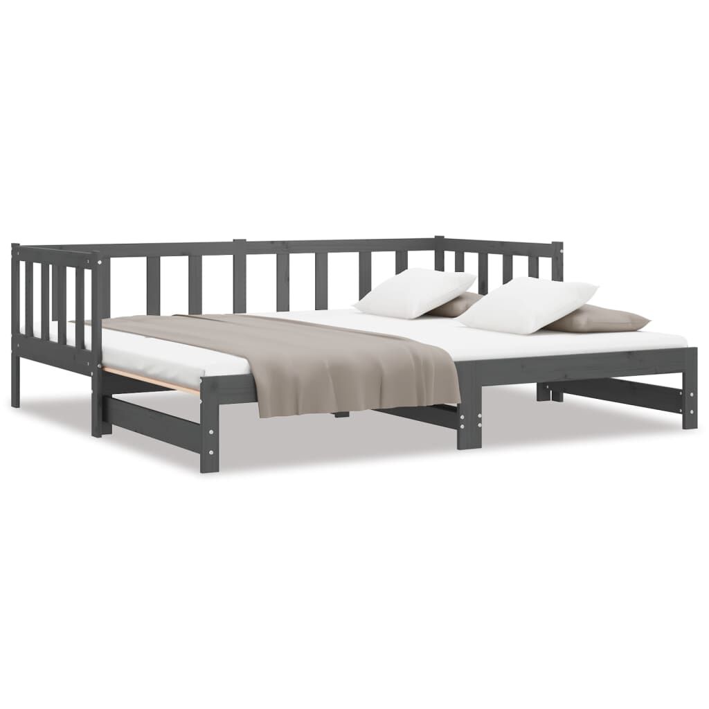 vidaXL Καναπές Κρεβάτι Γκρι 2 x (90 x 200) εκ. από Μασίφ Ξύλο Πεύκου