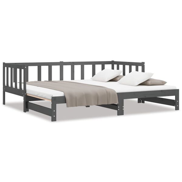 vidaXL Καναπές Κρεβάτι Γκρι 2 x (90 x 200) εκ. από Μασίφ Ξύλο Πεύκου