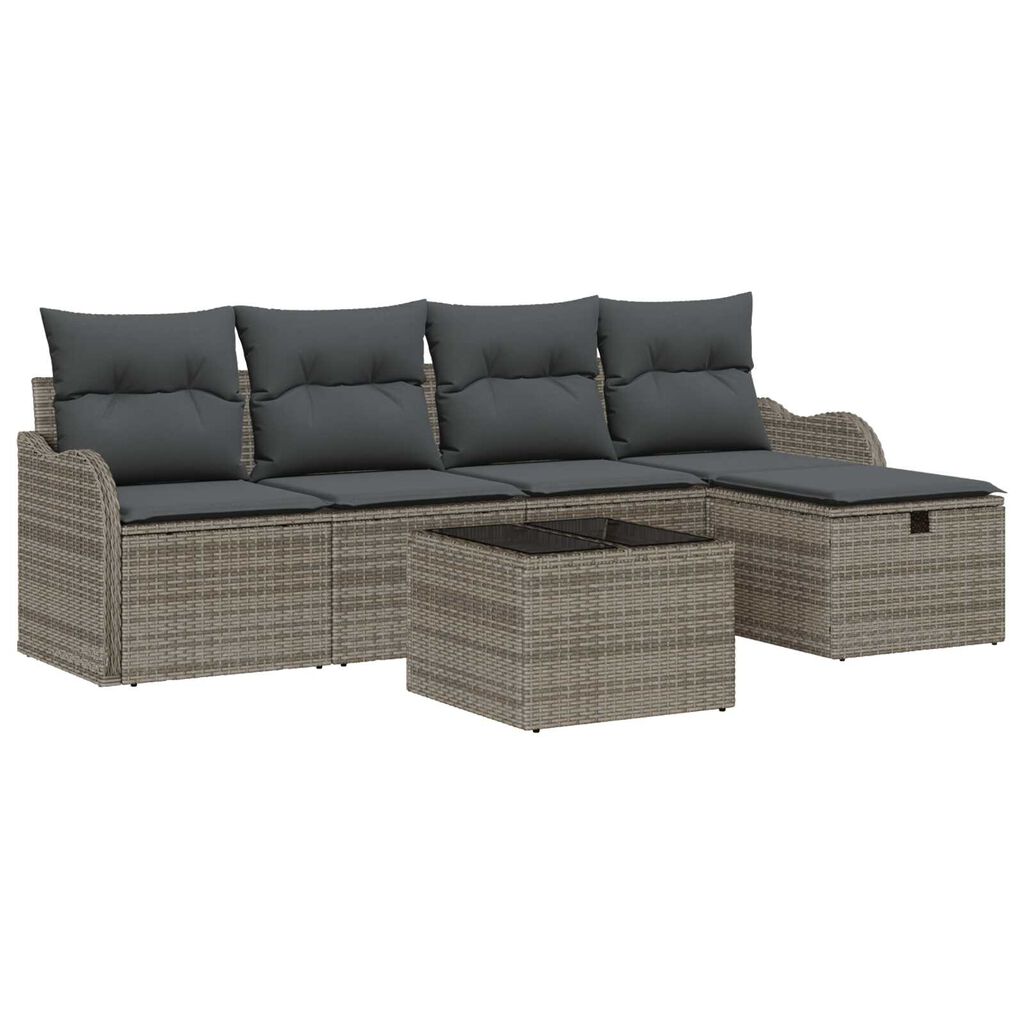 vidaXL Σετ Καναπέ Κήπου 6 pcs Γκρι 231 x 117 x 85 εκ Πολυ ράταν