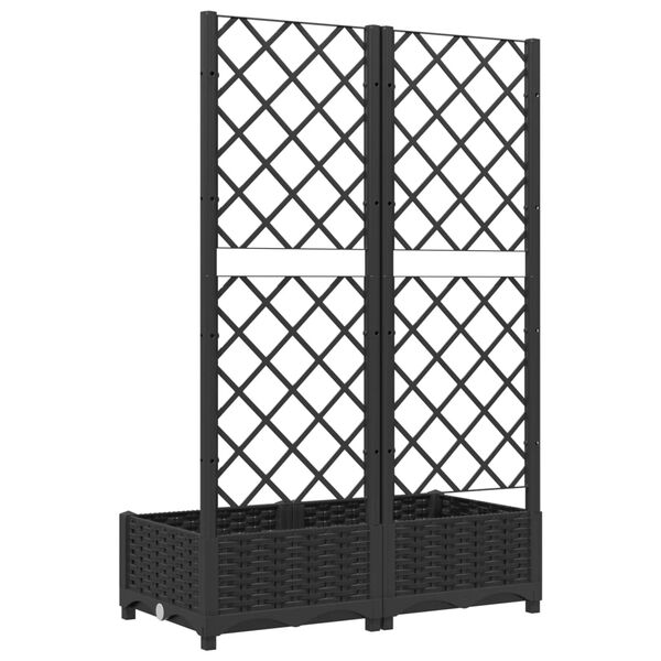 vidaXL Ζαρντινιέρα Κήπου με Καφασωτό Μαύρο 80 x 40 x 121,5 εκ. από PP