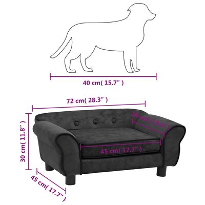vidaXL Καναπές - Κρεβάτι Σκύλου Σκούρο Γκρι 72 x 45 x 30 εκ. Βελουτέ
