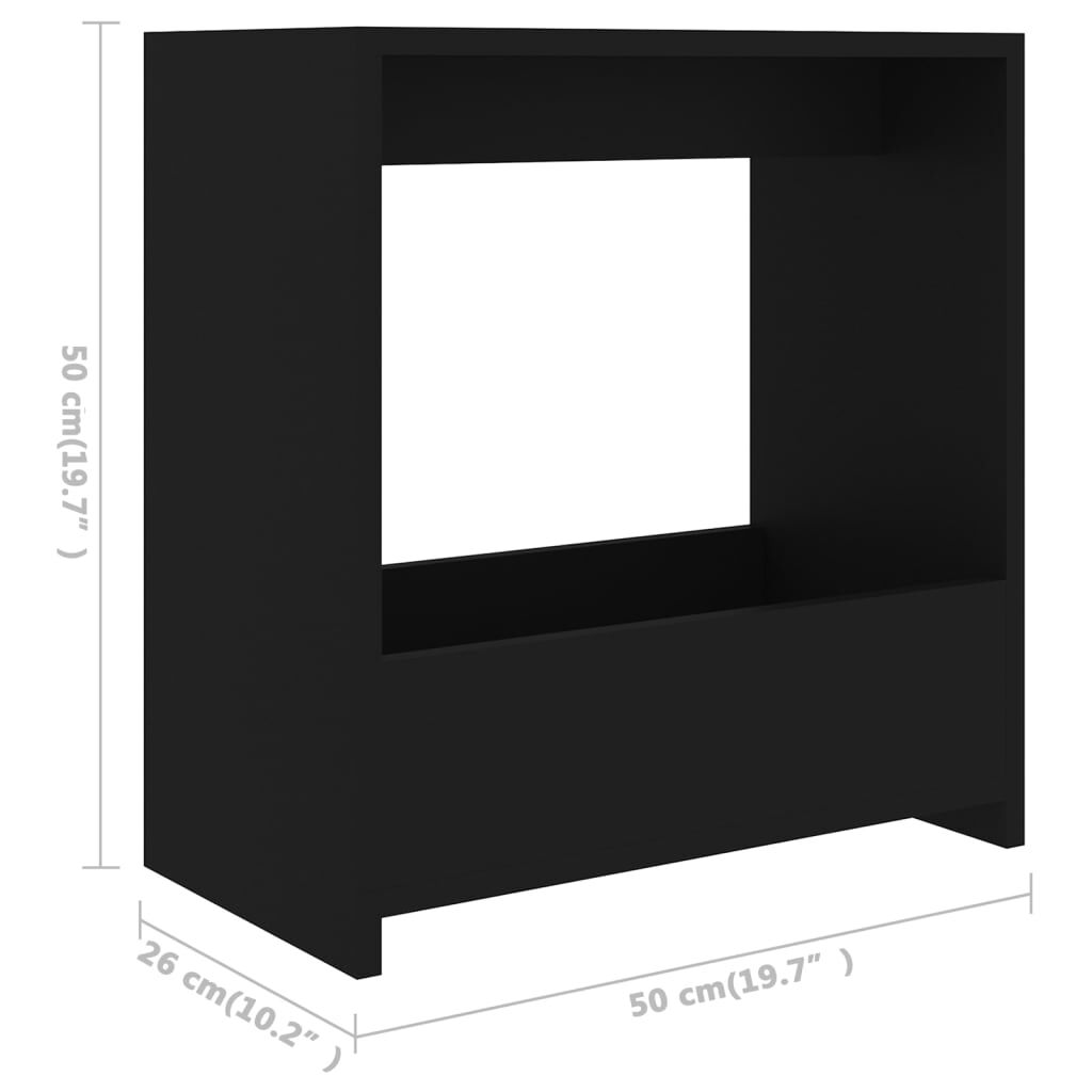 vidaXL Τραπεζάκι Βοηθητικό Μαύρο 50 x 26 x 50 εκ. από Επεξ. Ξύλο