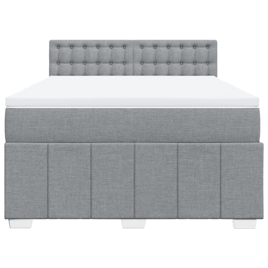 vidaXL Κρεβάτι Boxspring με Στρώμα Ανοιχτό Γκρι 140x190 εκ. Υφασμάτινο