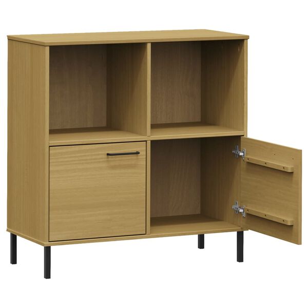 vidaXL Βιβλιοθήκη OSLO Καφέ 90x35x90,5 εκ. Μασίφ Ξύλο με Μεταλ. Πόδια