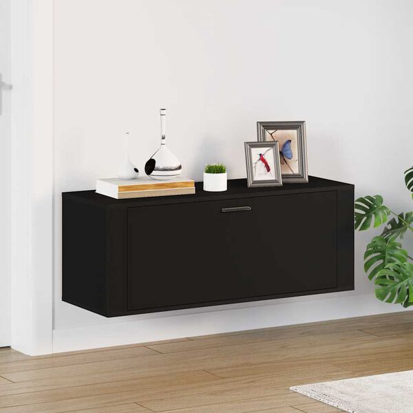 vidaXL Παπουτσοθήκη Επιτοίχια Μαύρη 100x35x38εκ από Επεξεργασμένο Ξύλο