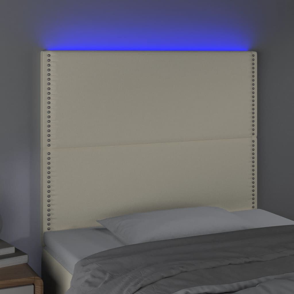 vidaXL Κεφαλάρι Κρεβατιού LED Κρεμ 100x5x118/128 εκ. Συνθετ. Δέρμα