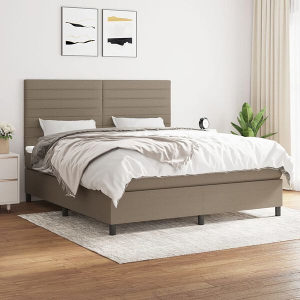 vidaXL &Kappa;&rho;&epsilon;&beta;ά&tau;&iota; Boxspring &mu;&epsilon; &Sigma;&tau;&rho;ώ&mu;&alpha; Taupe 160x200 &epsilon;&kappa;. &Upsilon;&phi;&alpha;&sigma;&mu;ά&tau;&iota;&nu;&omicron;