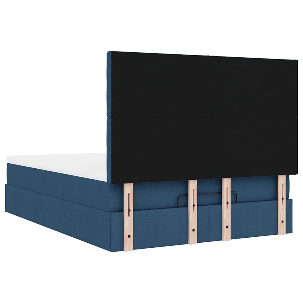 vidaXL Οθωμανικό κρεβάτι με στρώμα μπλε 140x200cm ύφασμα