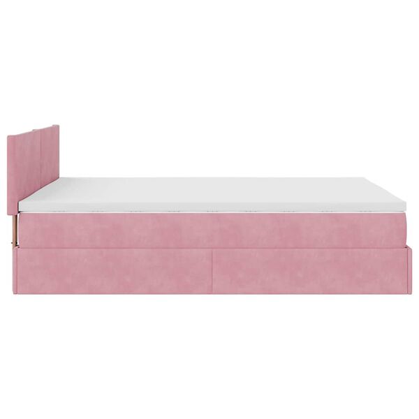 vidaXL Οθωμανικό κρεβάτι με στρώμα ροζ 140x190cm Βελούδο