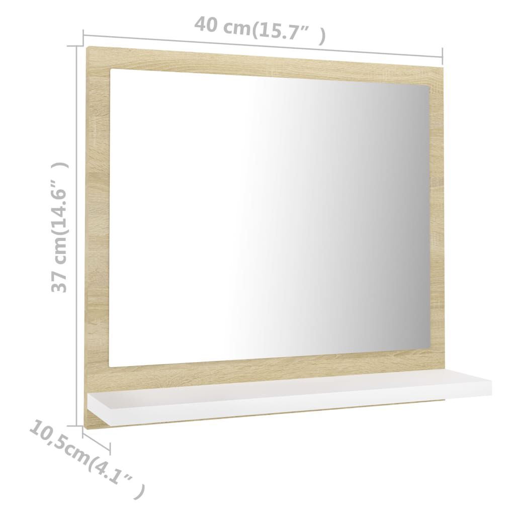 vidaXL Καθρέφτης Μπάνιου Λευκό/Sonoma Δρυς 40x10,5x37 εκ. Μοριοσανίδα