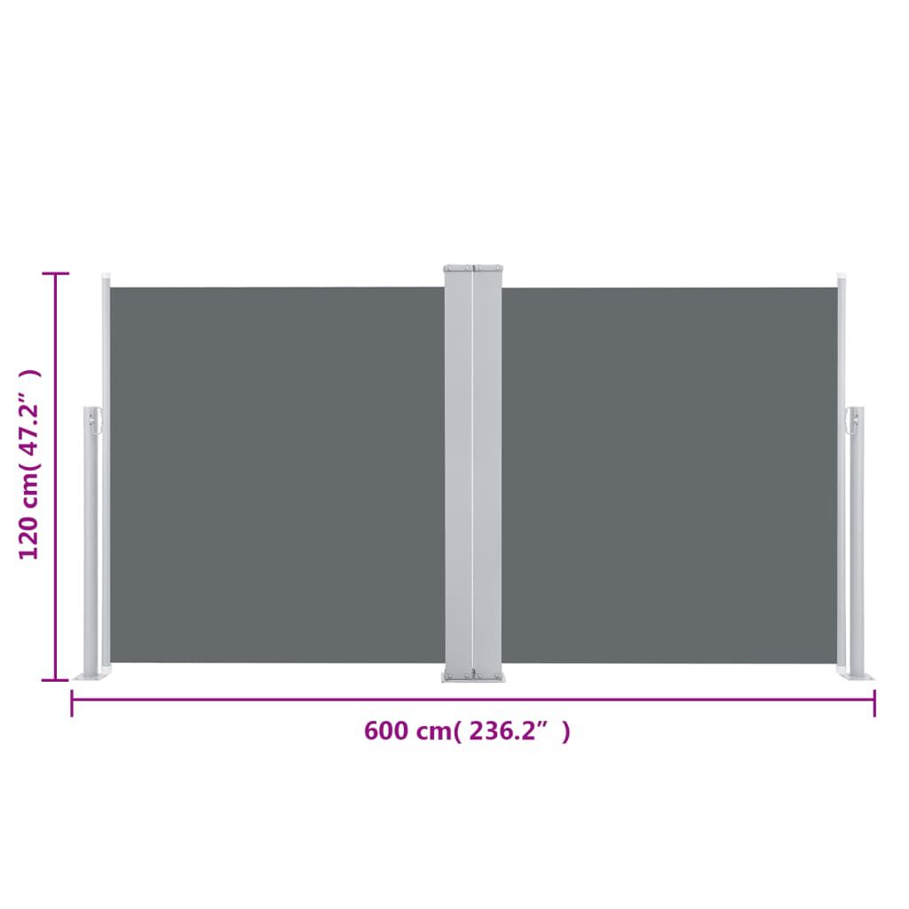 vidaXL Σκίαστρο Πλαϊνό Συρόμενο Ανθρακί 200 x 600 εκ.