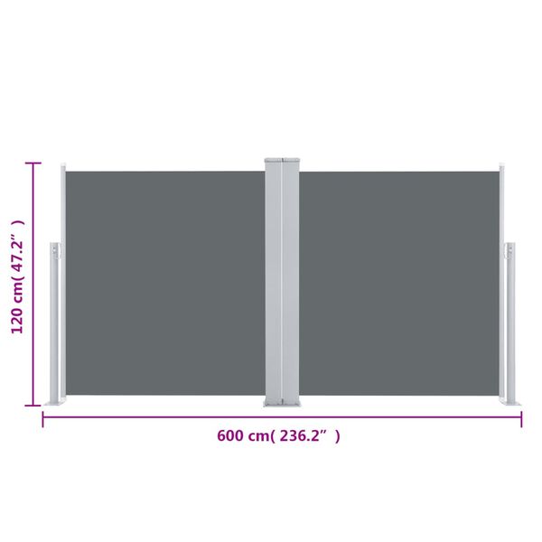 vidaXL Σκίαστρο Πλαϊνό Συρόμενο Ανθρακί 200 x 600 εκ.