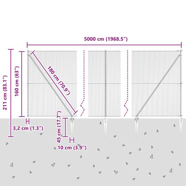 vidaXL Εξαγωνικός Φράχτης Πράσινος 1,6x50 μ Χάλυβας