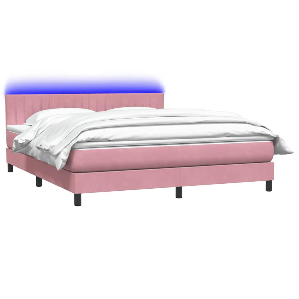 vidaXL Box Spring κρεβάτι με στρώμα ροζ 180x220 cm Βελούδινο