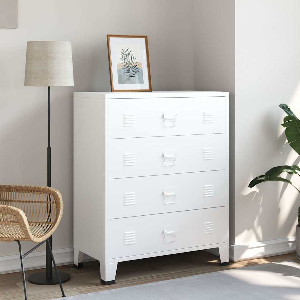 vidaXL Συρταριέρα Βιομηχανική Λευκή 78 x 40 x 93 εκ. Μεταλλική