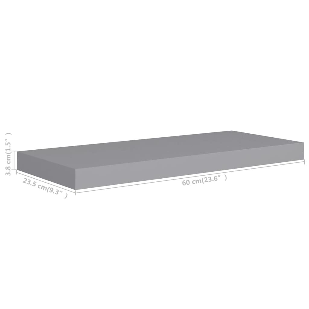 vidaXL Ράφι Τοίχου Γκρι 60x23,5x3,8 εκ. MDF