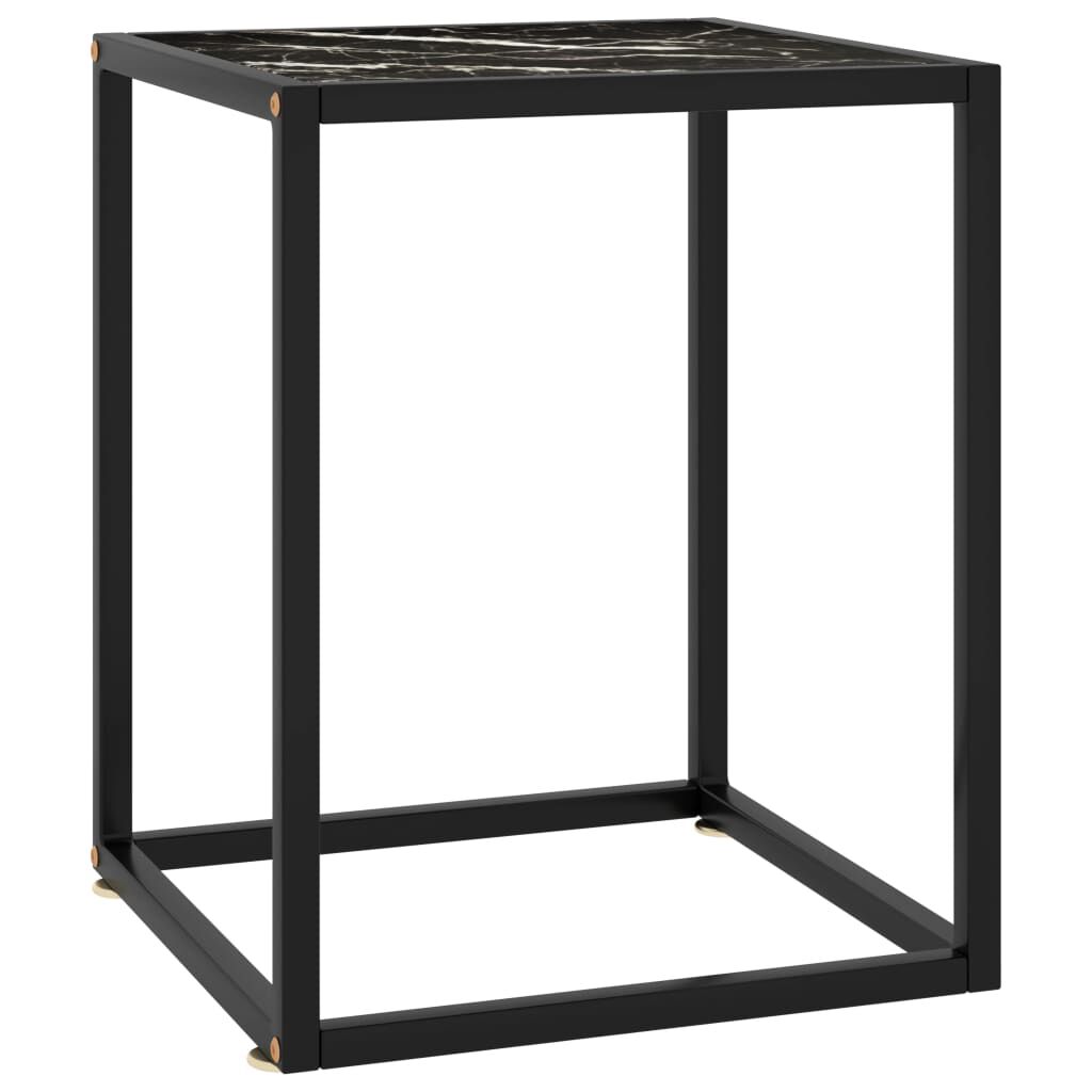 vidaXL Τραπεζάκι Σαλονιού Μαύρο 40x40x50 εκ. Μαύρο Γυαλί Όψη Μαρμάρου