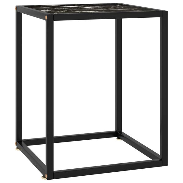 vidaXL Τραπεζάκι Σαλονιού Μαύρο 40x40x50 εκ. Μαύρο Γυαλί Όψη Μαρμάρου