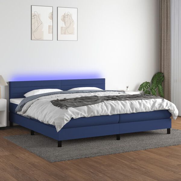 vidaXL &Kappa;&rho;&epsilon;&beta;ά&tau;&iota; Boxspring &mu;&epsilon; &Sigma;&tau;&rho;ώ&mu;&alpha; & LED &Mu;&pi;&lambda;&epsilon; 200x200 &epsilon;&kappa;. &Upsilon;&phi;&alpha;&sigma;&mu;ά&tau;&iota;&nu;&omicron;