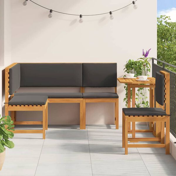 vidaXL Σετ Παγκάκι Κήπου 4 pcs Καφέ Μασίφ ξύλο ακακίας