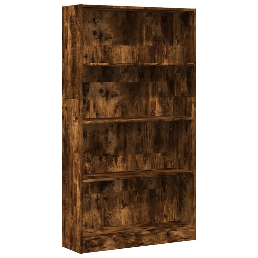 vidaXL Βιβλιοθήκη Καπνιστή Δρυς 80x24x143 εκ. από Επεξεργασμένο Ξύλο