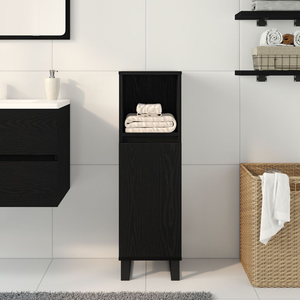 vidaXL Ντουλάπα Μπάνιου Μαύρη Δρυς 30x30x100 εκ Επεξεργασμένο Ξύλο