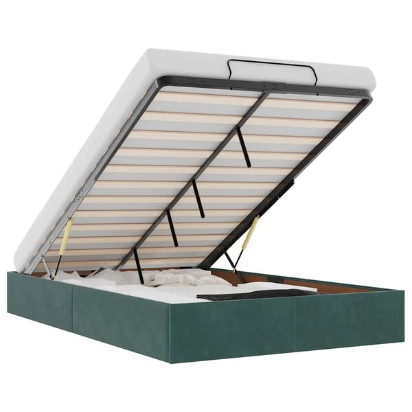 vidaXL Οθωμανικό πλαίσιο κρεβατιού χωρίς στρώμα Σκούρο πράσινο Velvet
