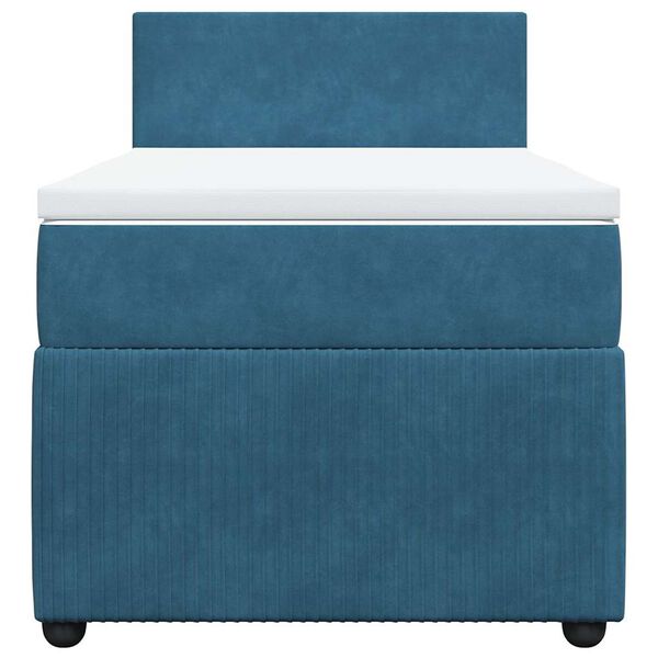 vidaXL Κρεβάτι Boxspring με Στρώμα Μπλε 90x200 εκ. Βελούδινο