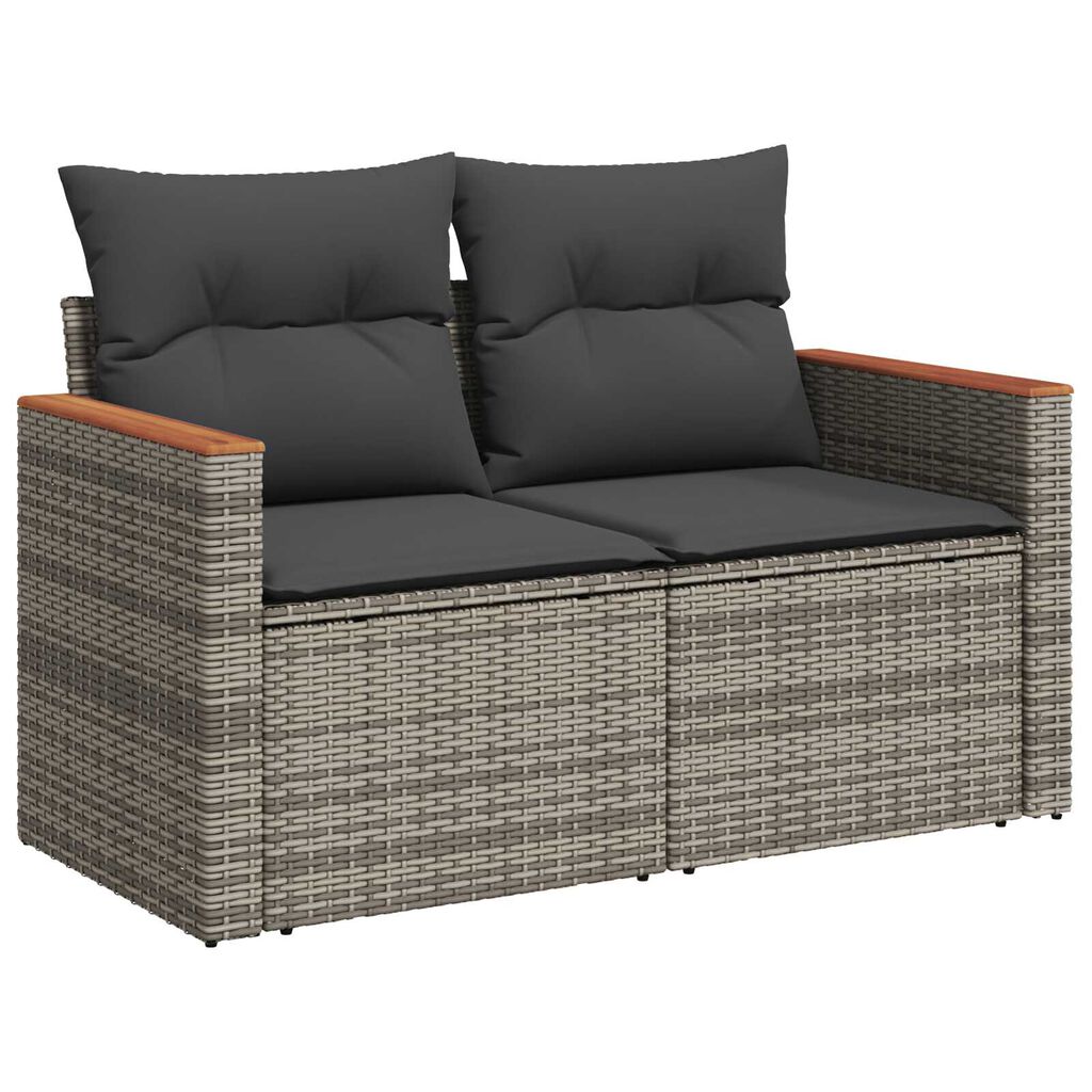 vidaXL Σετ Καναπέ Κήπου με μαξιλάρι 13 pcs Γκρι Πολυ ράταν