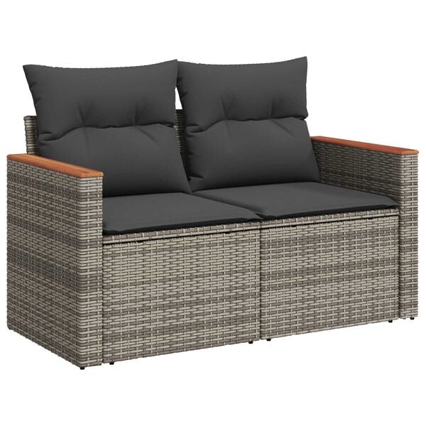 vidaXL Σετ Καναπέ Κήπου με μαξιλάρι 13 pcs Γκρι Πολυ ράταν