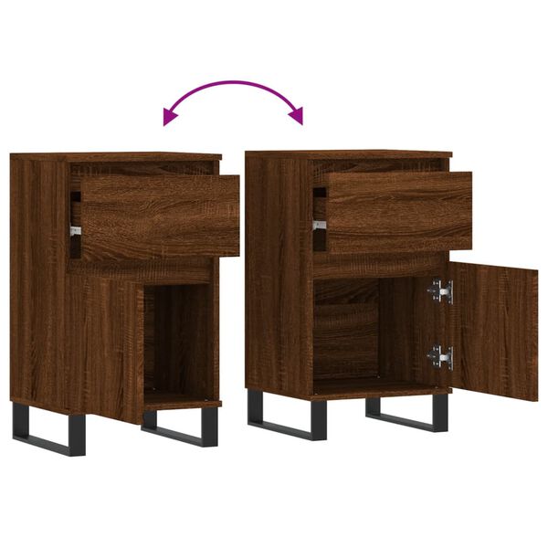 vidaXL Ντουλάπια 2 τεμ. Καφέ Δρυς 40x35x70 εκ. από Επεξεργασμένο Ξύλο
