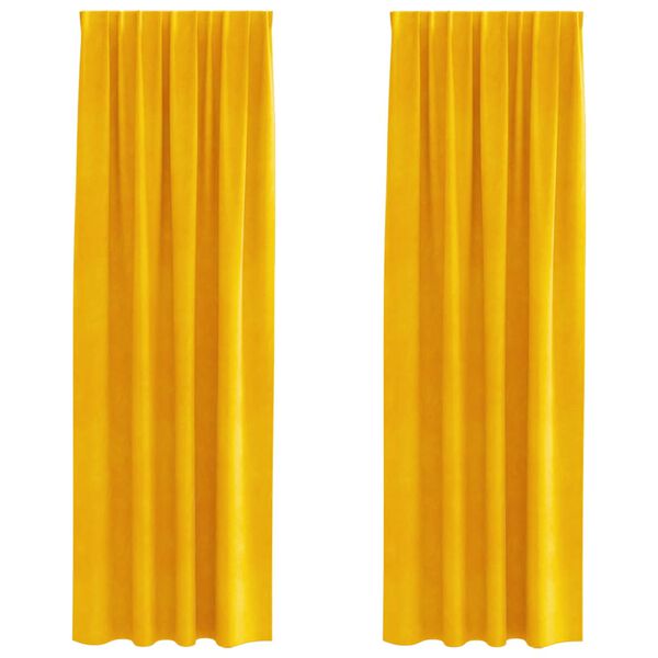 vidaXL Κουρτίνες 2 pcs κίτρινο μουσταρδί 140 x 260 cm Βελούδο